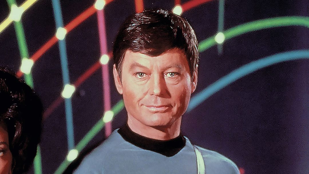 DeForest Kelley as Dr. Leonard "Bones" McCoy in Star Trek: The Original Series.