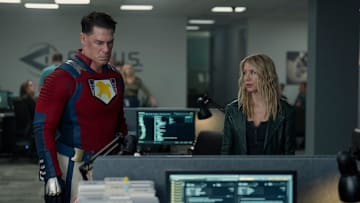 John Cena and Jennifer Holland in Peacemaker season 2 episode 7. (Courtesy of HBO Max)
