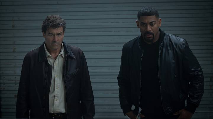 Kyle Chandler and Aaron Pierre in DC's LANTERNS