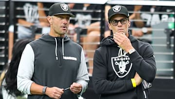 Las Vegas Raiders GM John Spytek, and minority owner Tom Brady