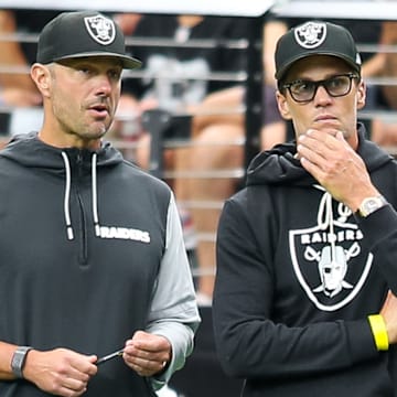 Las Vegas Raiders GM John Spytek, and minority owner Tom Brady