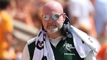 Sep 20, 2025; Knoxville, Tennessee, USA;  UAB Blazers head coach Trent Dilfer during the second quarter against the Tennessee Volunteers at Neyland Stadium. Mandatory Credit: Randy Sartin-Imagn Images