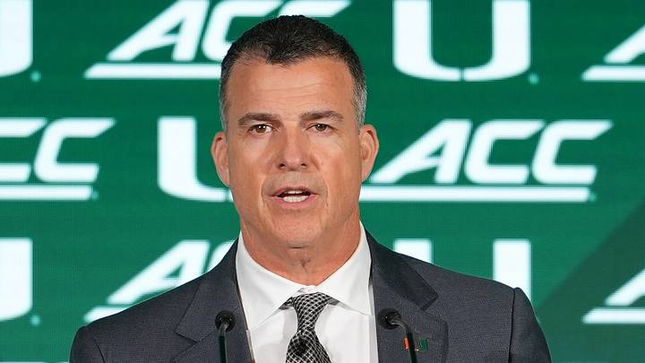 Jul 15, 2026; Charlotte, NC, USA;   Miami head coach Mario Cristobal speaks to the media during ACC Media Days at Hilton Charlotte Uptown. Mandatory Credit: Jim Dedmon-Imagn Images