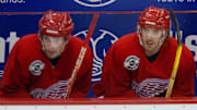 Red Wings Pavel Datsyuk, left, and Henrik Zetterberg on the bench between plays during practice at Joe Louis Arena on Tuesday, April 20, 2004.

Wings 042004 Prac Jhg7