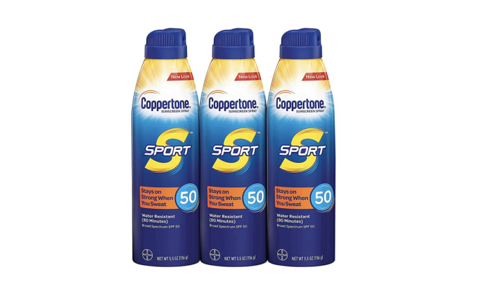 Coppertone Sunscreen, Pack of 3 against a white background.