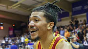 Nov 26, 2025; Lahaina, HI, USA;  USC Trojans guard Chad Baker-Mazara (4) reacts after the Trojans defeated the Arizona State Sun Devils in the championship match at Lahaina Civic Center. Mandatory Credit: Marco Garcia-Imagn Images