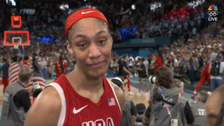 A'ja Wilson joined the NBC broadcast after helping Team USA defeat France in the gold medal game.