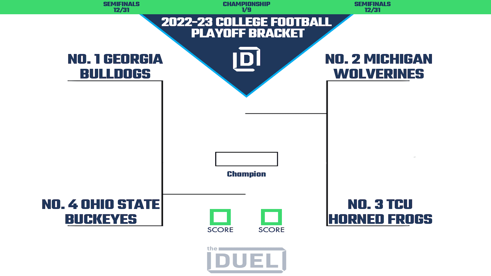 College Football Playoff 2022-23 Printable Bracket Ahead of Semifinal Round