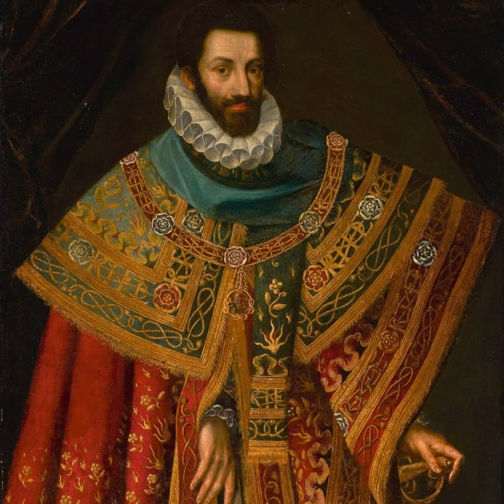 Portrait of Emmanuel Philibert, Duke of Savoy (1528-1580), full length, wearing the robe of the Supreme Order of the Most Hol