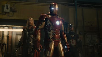 Marvel's Avengers: Age Of Ultron..L to R: Thor (Chris Hemsworth), Iron Man/Tony Stark (Robert Downey Jr.) and Captain America/Steve Rogers (Chris Evans) ..Ph: Film Frame..©Marvel 2015