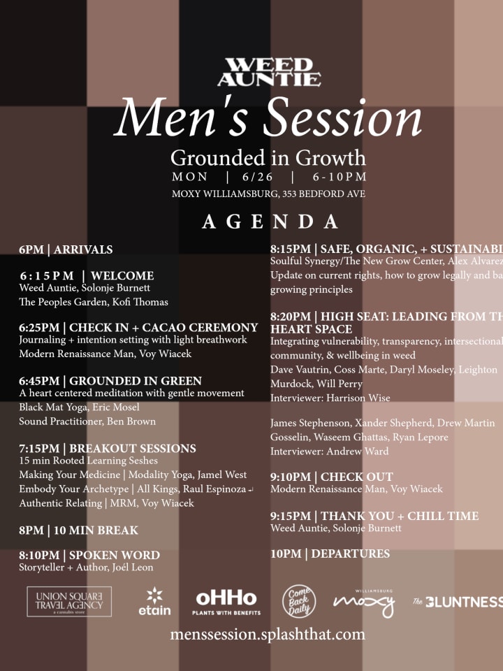 Weed Auntie Presents: Men's Session: Grounded in Growth on June 26, 2023 at the Moxy Williamsburg. 