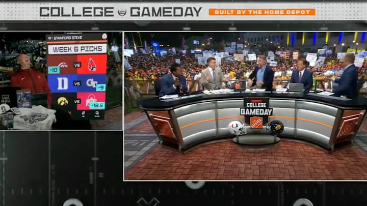 "College Gameday" made its debut at Cal on Saturday. "College Gameday" made its debut at Cal on Saturday.