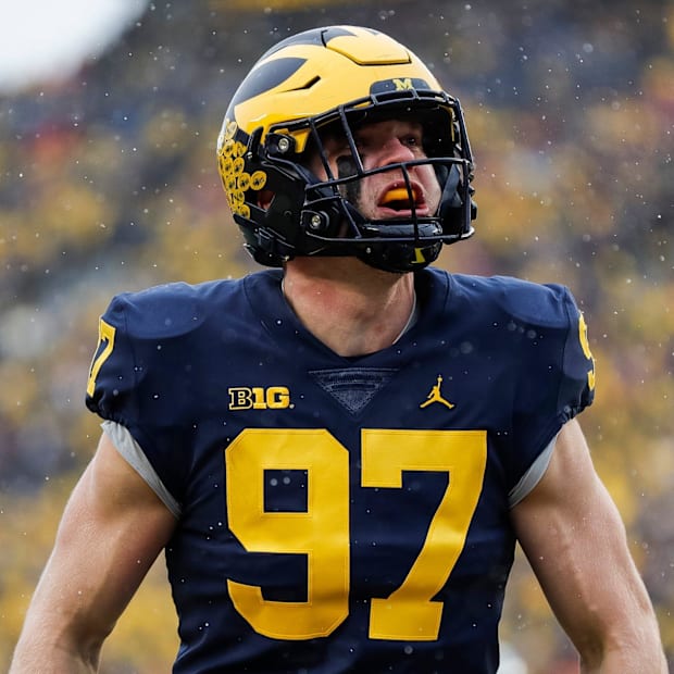 Michigan defensive end Aidan Hutchinson collected three sacks against Ohio State.Syndication Detroit Free Press
