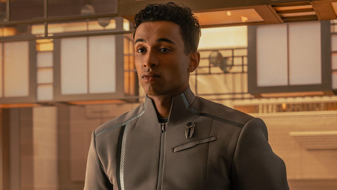 George Hawkins as Darem Reymi and Sandro Rosta as Caleb Mir in Star Trek: Starfleet Academy, episode 2, season 1, streaming on Paramount+, 2025. Photo Credit: Brooke Palmer/Paramount+.