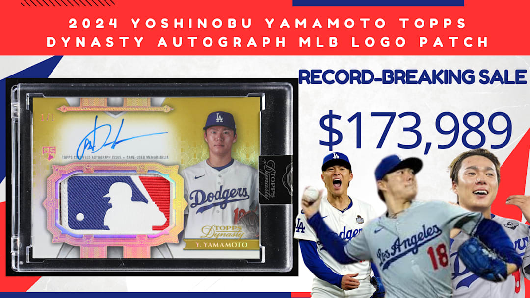 Yoshinobu Yamamoto 2024 Topps Dynasty Rookie MLB Logoman Patch Auto 1/1