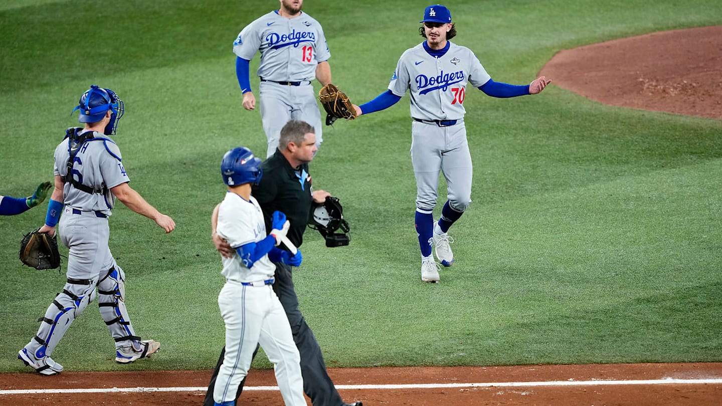 Benches Clear in Game 7 After Dodgers’ Justin Wrobleski Hits Blue Jays’ Andrés Giménez