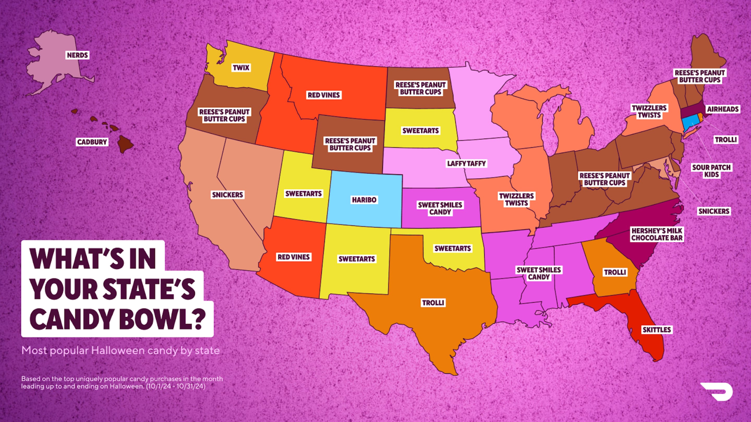 Map Shows America‘s Favorite Halloween Candies, According to DoorDash