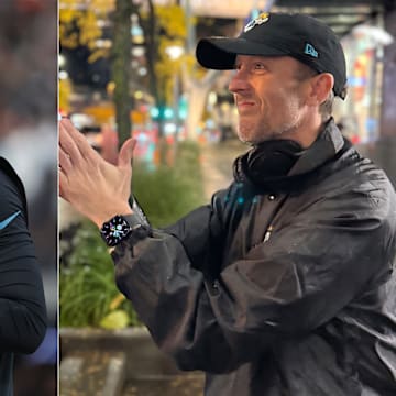 SI’s Greg Bishop (right) dressed up as his doppelgänger, Liam Coen (left), for Halloween.