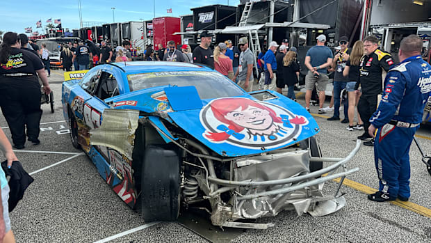 Helio Castroneves damage in ARCA race at Daytona