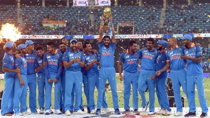 India's cricket team celebrating their victory in the 2023 Asia Cup