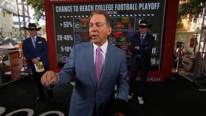 Saban is enjoying his first season away from the sidelines on the set of ESPN's "College Gameday." Saban is enjoying his first season away from the sidelines on the set of ESPN's "College Gameday."