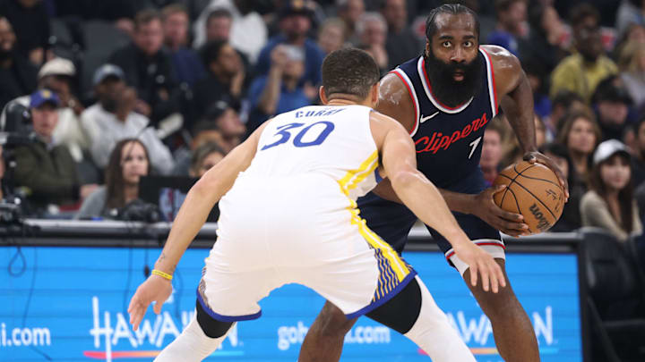 James Harden and the Clippers will meet Steph Curry and the Warriors to wrap up the regular season on Sunday.