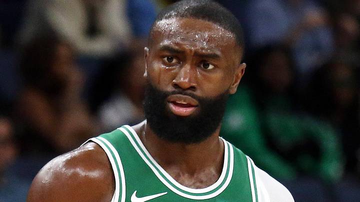 Oct 8, 2025; Memphis, Tennessee, USA; Boston Celtics guard Jaylen Brown (7) reacts toward an official after a technical foul call during the second quarter against the Memphis Grizzlies at FedExForum. Mandatory Credit: Petre Thomas-Imagn Images