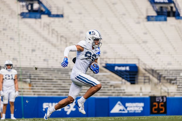 BYU wide receiver Dom McKenzie at BYU Spring camp