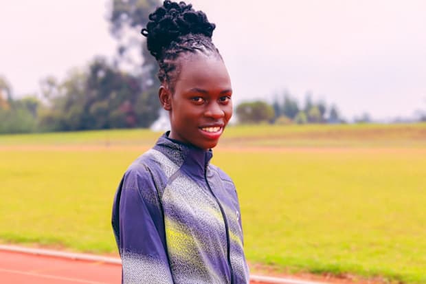 Joy Naukot models On apparel.