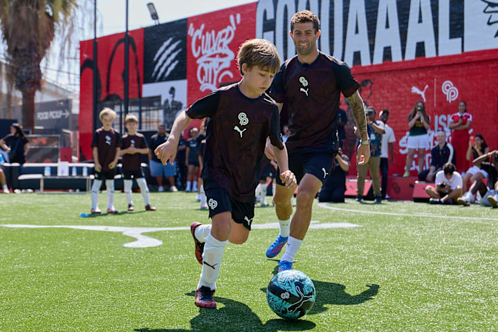 Christian Pulisic at the launch of his new 'Stomping Ground' facility.