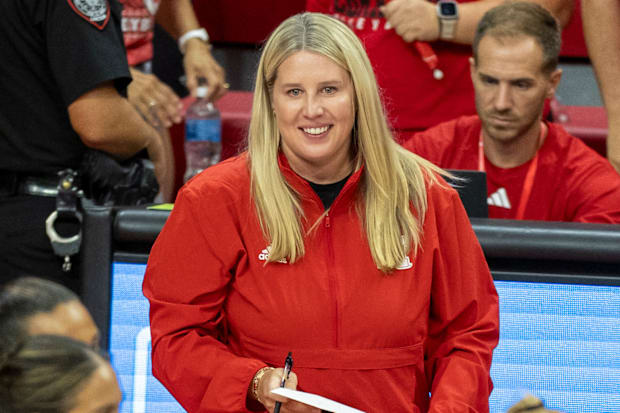 Nebraska Volleyball Head Coach Dani Busboom Kelly during the Red-White Scrimmage on Saturday.