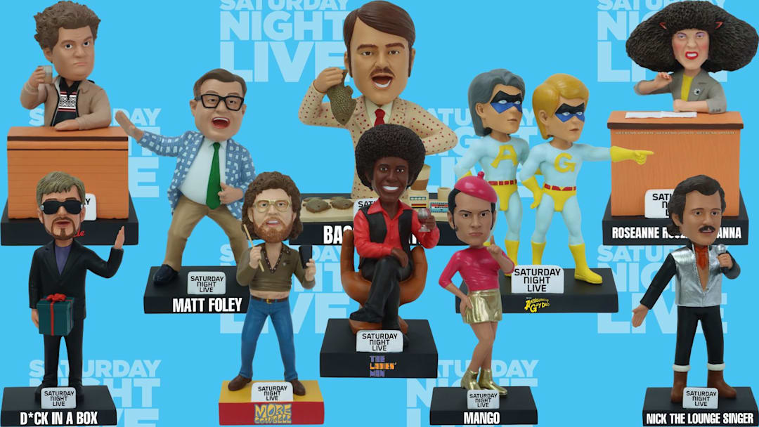 All 10 Saturday Night Live SNL Bobbleheads . Image courtesy National Bobblehead Hall of Fame and Museum