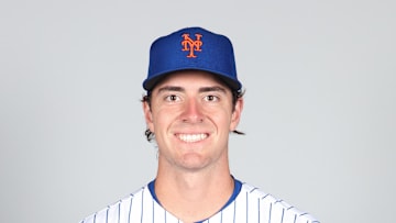 Mar 1, 2021; Port St. Lucie, FL, USA; New York Mets Matt Allan #93 poses during media day at Clover Park. Mandatory Credit: MLB photos via Imagn Images