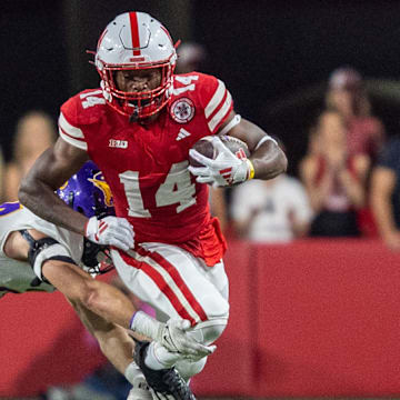 Nebraska running back Rahmir Johnson gains 17 yards on a reception against Northern Iowa.