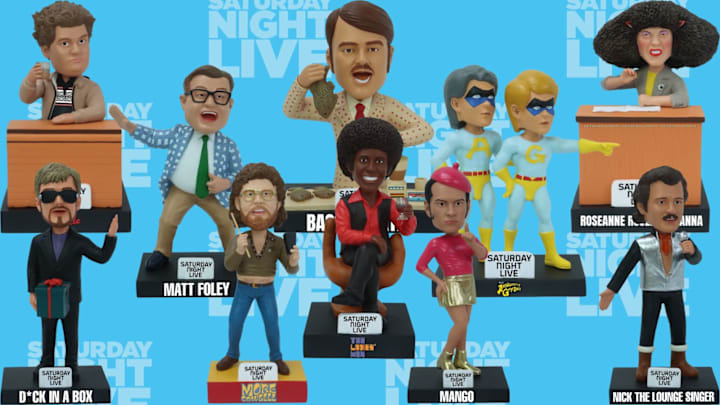 All 10 Saturday Night Live SNL Bobbleheads . Image courtesy National Bobblehead Hall of Fame and Museum