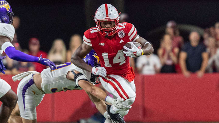 Nebraska running back Rahmir Johnson gains 17 yards on a reception against Northern Iowa.