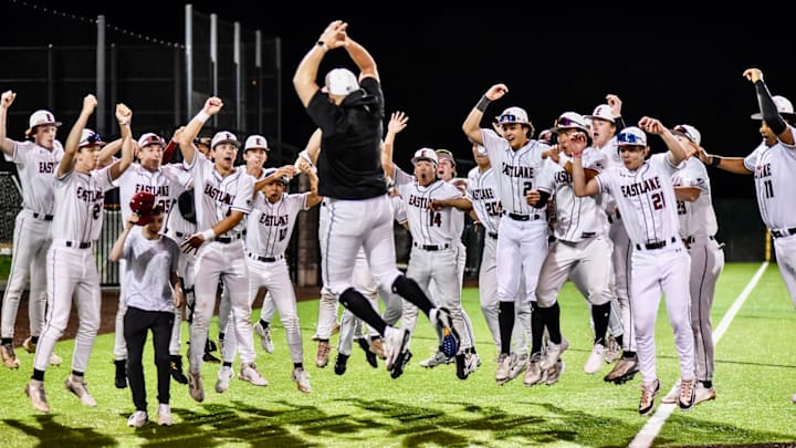 In his first season leading Eastlake baseball, ex-UW pitcher and assistant coach Elliott Cribby got to celebrate a Class 4A bi-district championship. In his first season leading Eastlake baseball, ex-UW pitcher and assistant coach Elliott Cribby got to celebrate a Class 4A bi-district championship.