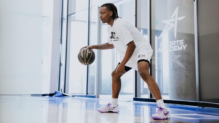 D.J. Horne works out during the offseason prior to playing in the 2K25 NBA Summer League for the San Antonio Spurs.