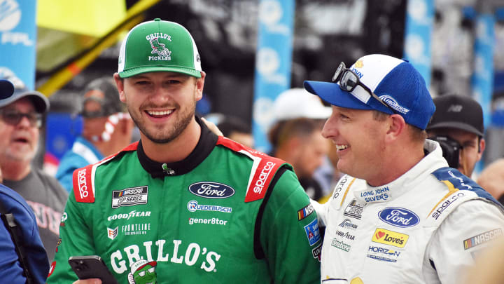 Aug. 23, 2024: Michael McDowell (right) and Todd Gilliland (left) secured the first-ever front row sweep for Front Row Motorsports in qualifying for the Coke Zero Sugar 400 at Daytona International Speedway.