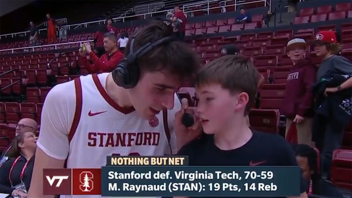 Maxime Raynaud scored 19 points on 8-of-17 shooting in the Cardinal's win over Virginia Tech on Wednesday night. Maxime Raynaud scored 19 points on 8-of-17 shooting in the Cardinal's win over Virginia Tech on Wednesday night.