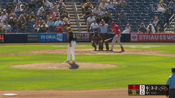 The Padres and Angels battled Tuesday afternoon in an exhibition matchup at Peoria Sports Complex. The Padres and Angels battled Tuesday afternoon in an exhibition matchup at Peoria Sports Complex.
