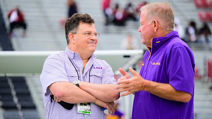 Woodward was hired as the athletic director at LSU in 2019. Woodward was hired as the athletic director at LSU in 2019.