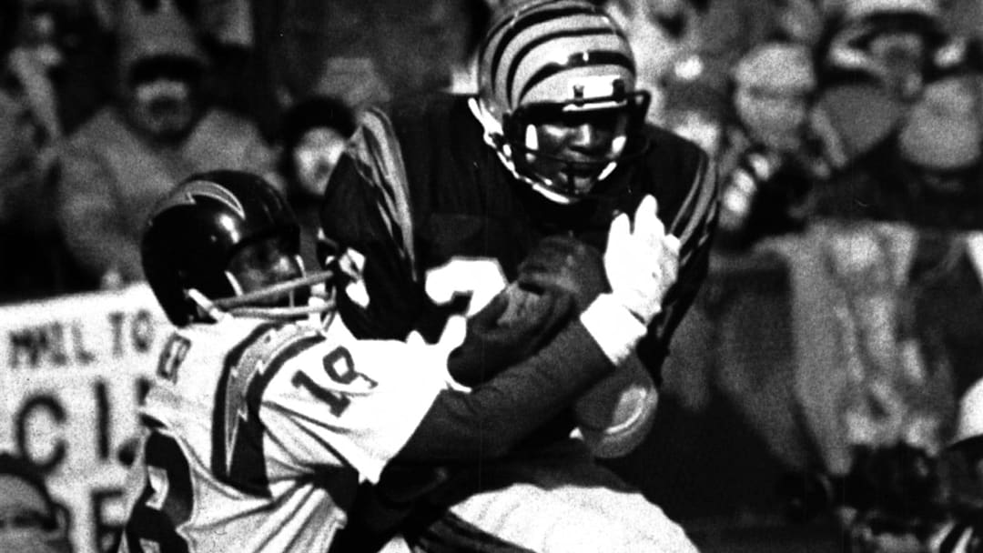 JANUARY 10, 1982: Louis Breeden stopped a San Diego drive on the Bengals' six-yard line in the second period when he intercepts a Dan Fouts pass headed for Charlie Joiner.

Freezer Bowl 10