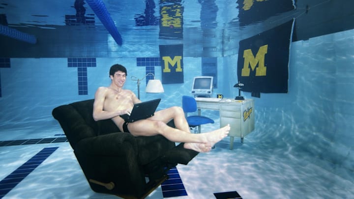 This shot of swimmer Michael Phelps posing underwater at the University of Michigan was one of Kluetmeier’s favorites.