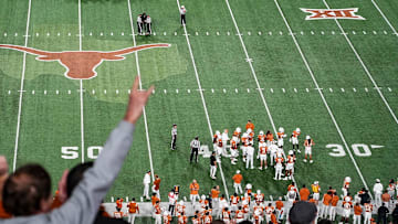 Texas fans cheer during the game against Texas Tech at Darrell K Royal Texas Memorial Stadium.