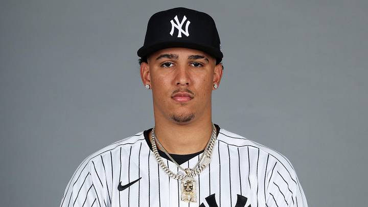 Mar 16, 2026; Tampa, FL, USA; New York Yankees player Carlos Lagrange pose for a portrait during media day at George M. Steinbrenner Field. Mandatory Credit: New York Yankees via Imagn Images