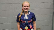 Rylee Kulbatsky of DuBois Central Catholic poses with her gold medal after pitching the Cardinals to the 2024 PIAA Class 1A state championship. 