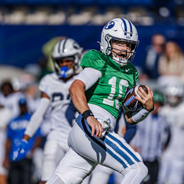 BYU quarterback Treyson Bourguet during BYU Spring practice
