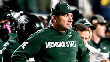 Michigan State's head coach Jonathan Smith looks on during the second quarter in the game against Michigan on Saturday, Oct. 25, 2025, at Spartan Stadium in East Lansing.
