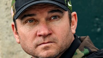 Michigan State's head coach Jonathan Smith looks on before the start of the game against Penn State on Saturday, Nov. 15, 2025, at Spartan Stadium in East Lansing.